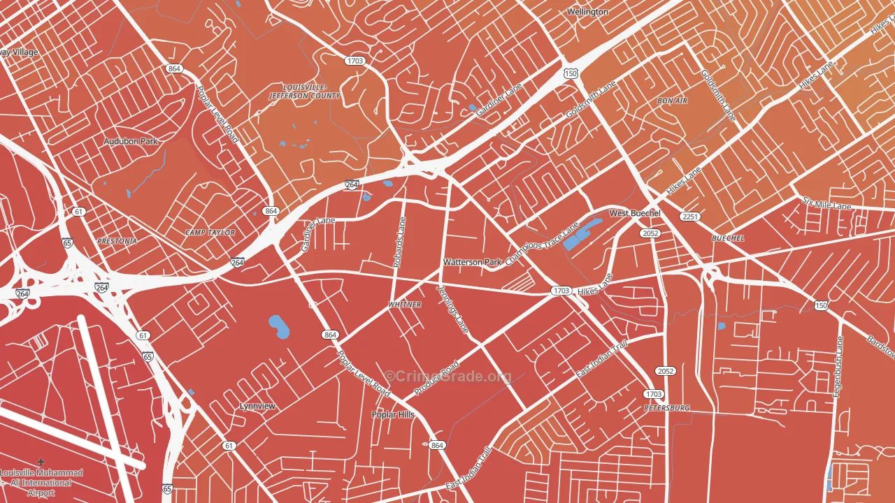 Watterson Park, KY Map of Murder Rates