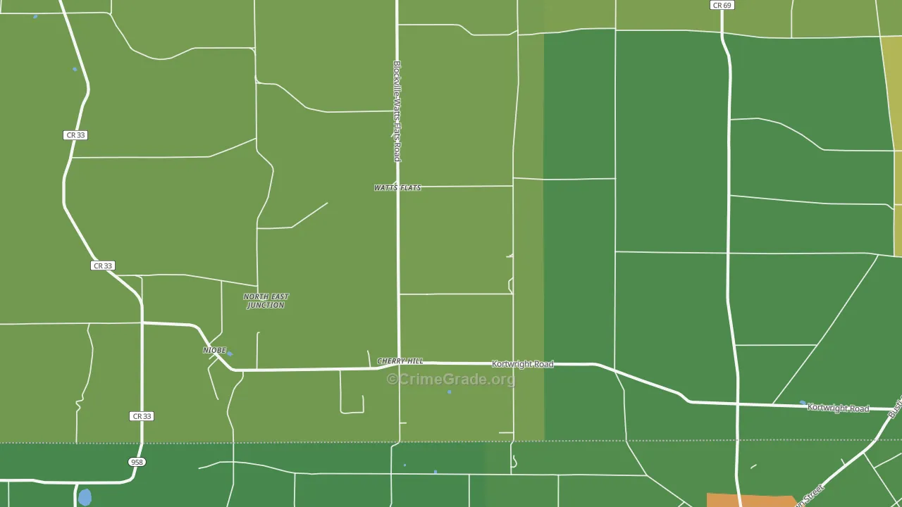 Watts Flats, NY Map of Murder Rates