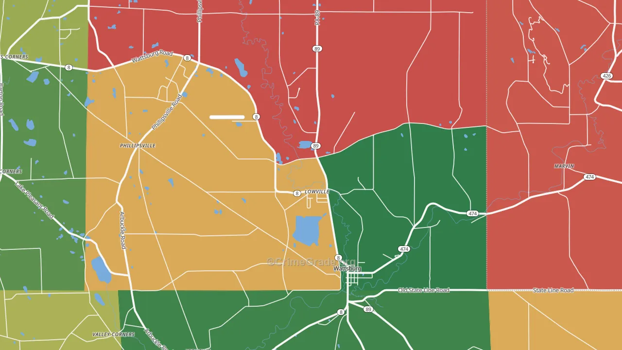Wattsburg, PA Map of Murder Rates