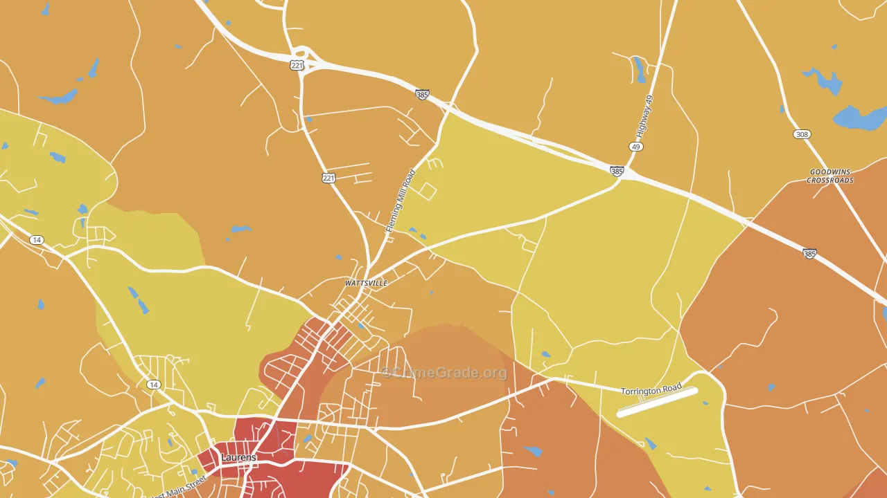 Wattsville, SC Map of Murder Rates