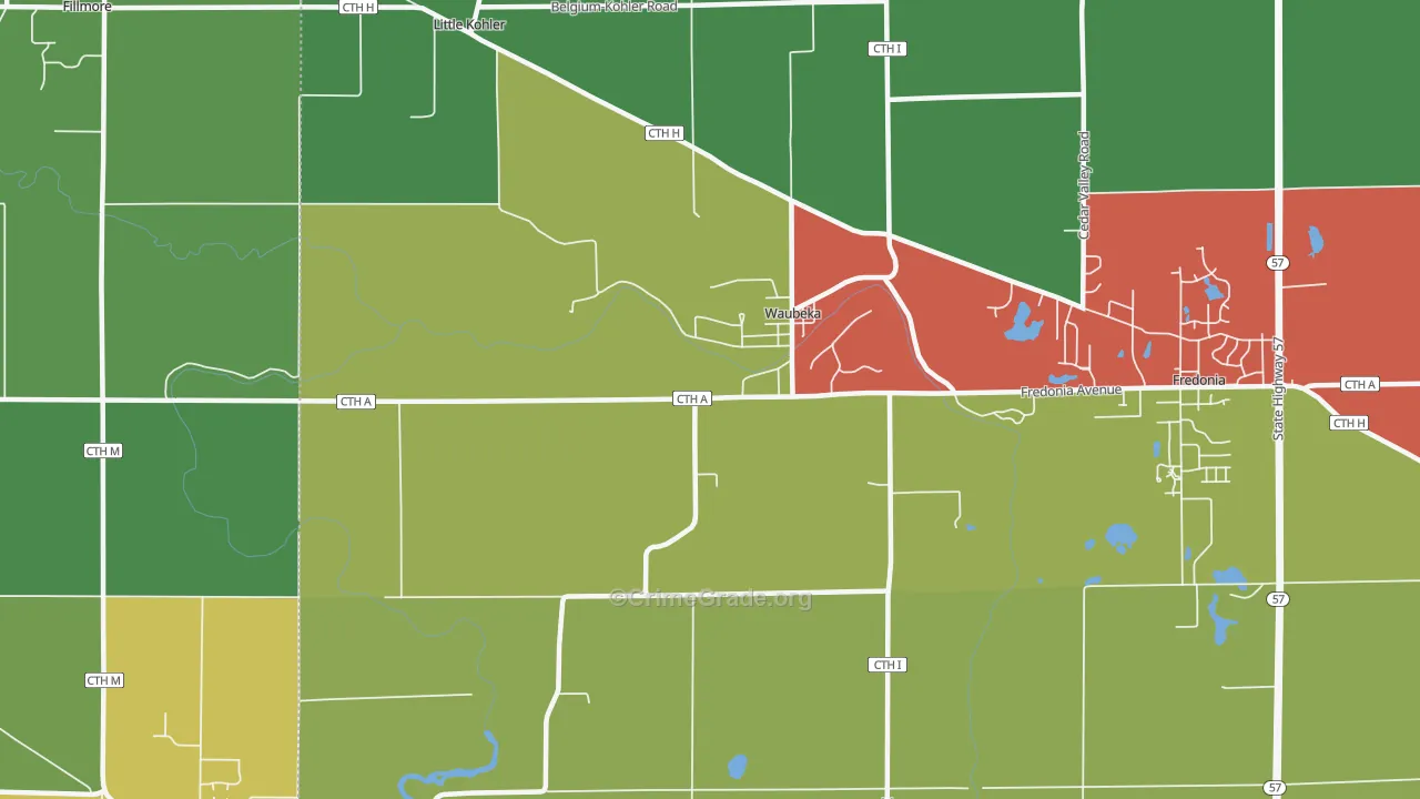 Waubeka, WI Map of Murder Rates