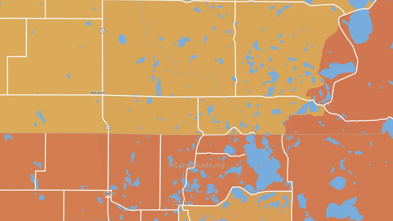 Waubun, MN Map of Murder Rates