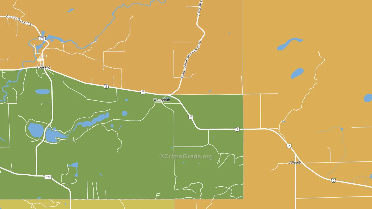 Waucedah, MI Map of Murder Rates