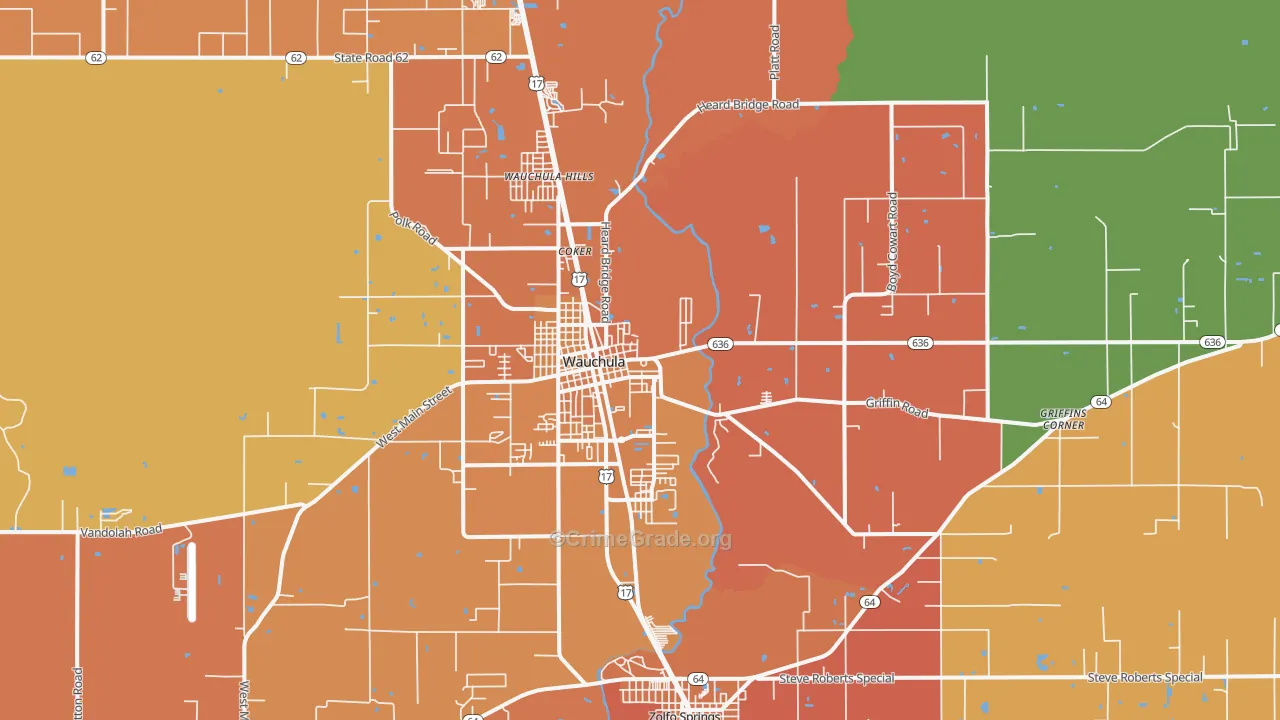 Wauchula, FL Map of Murder Rates
