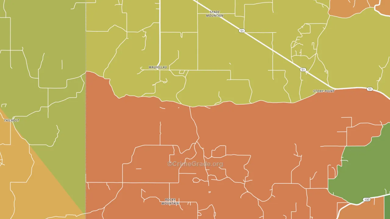 Wauhillau, OK Map of Murder Rates