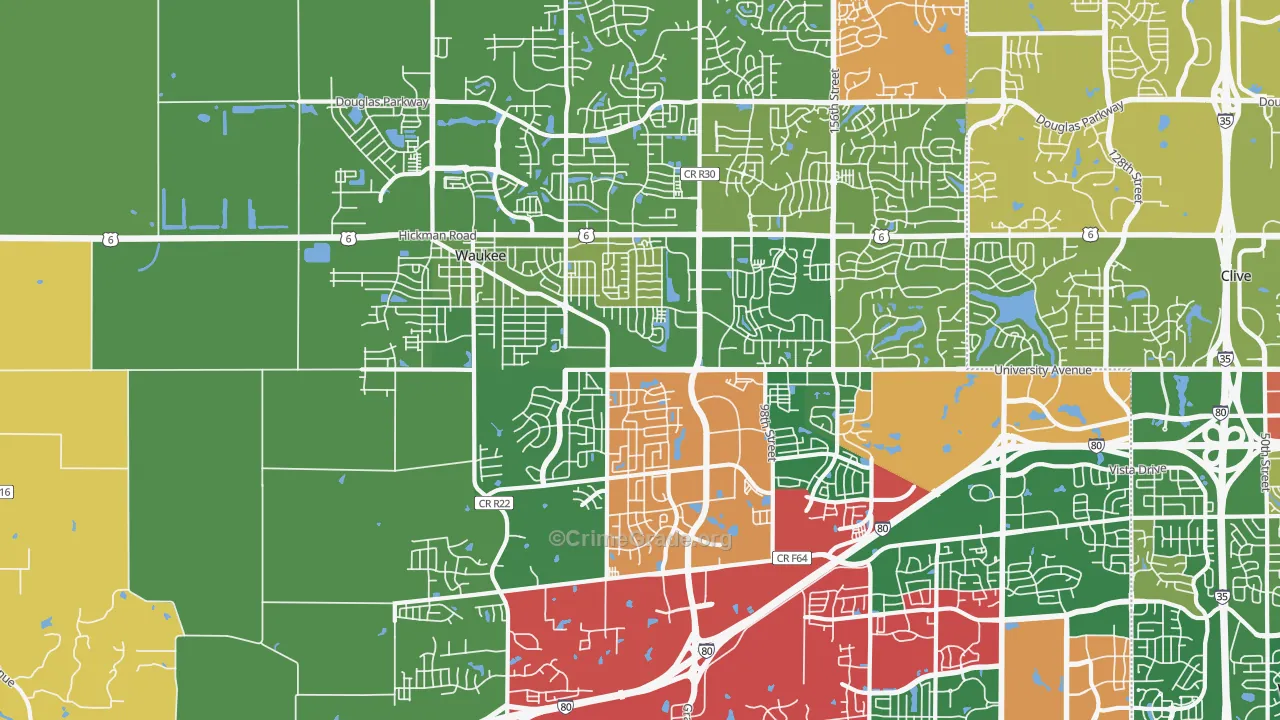 Waukee, IA Map of Murder Rates