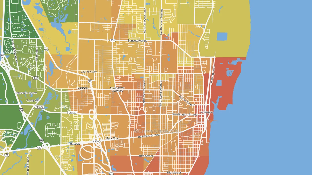 Waukegan, IL Map of Murder Rates