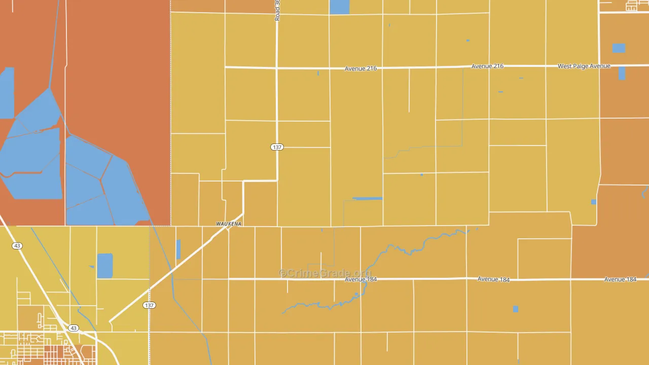 Waukena, CA Map of Murder Rates
