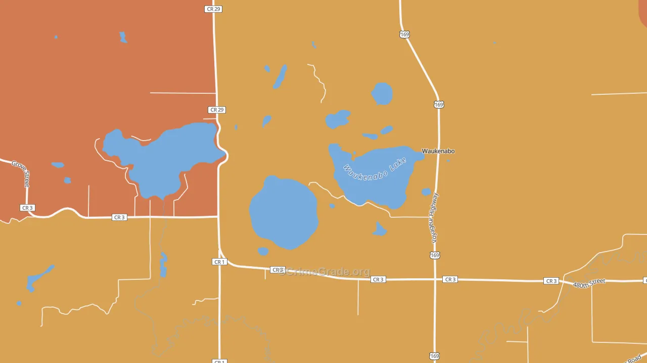 Waukenabo, MN Map of Murder Rates