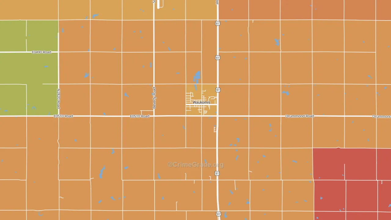 Waukomis, OK Map of Murder Rates