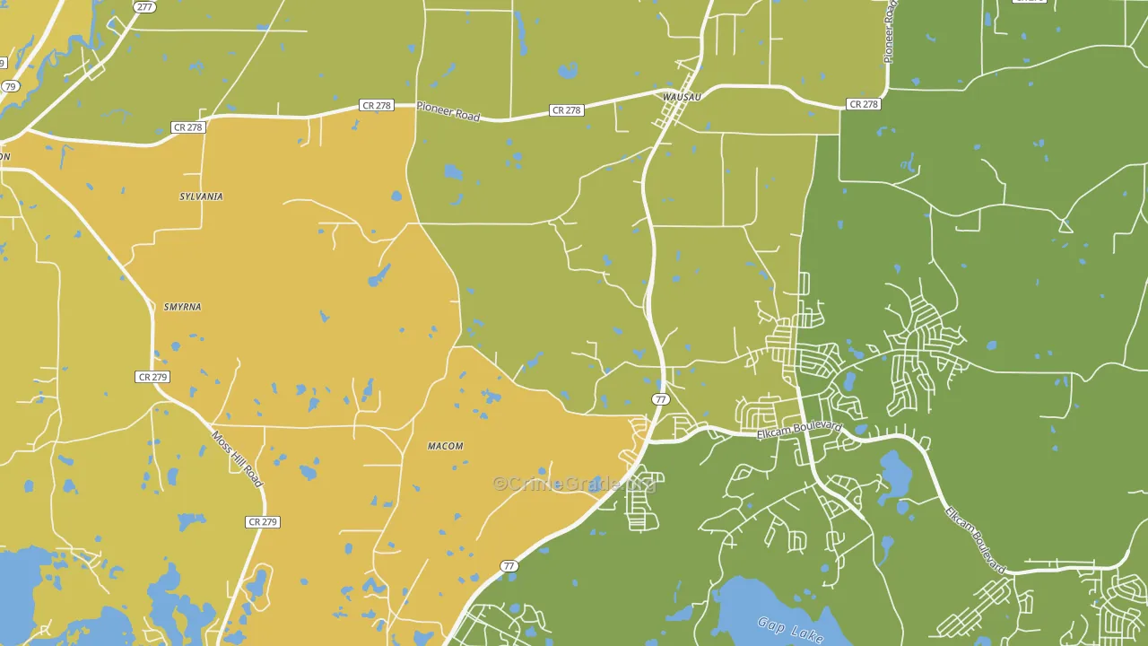 Wausau, FL Map of Murder Rates