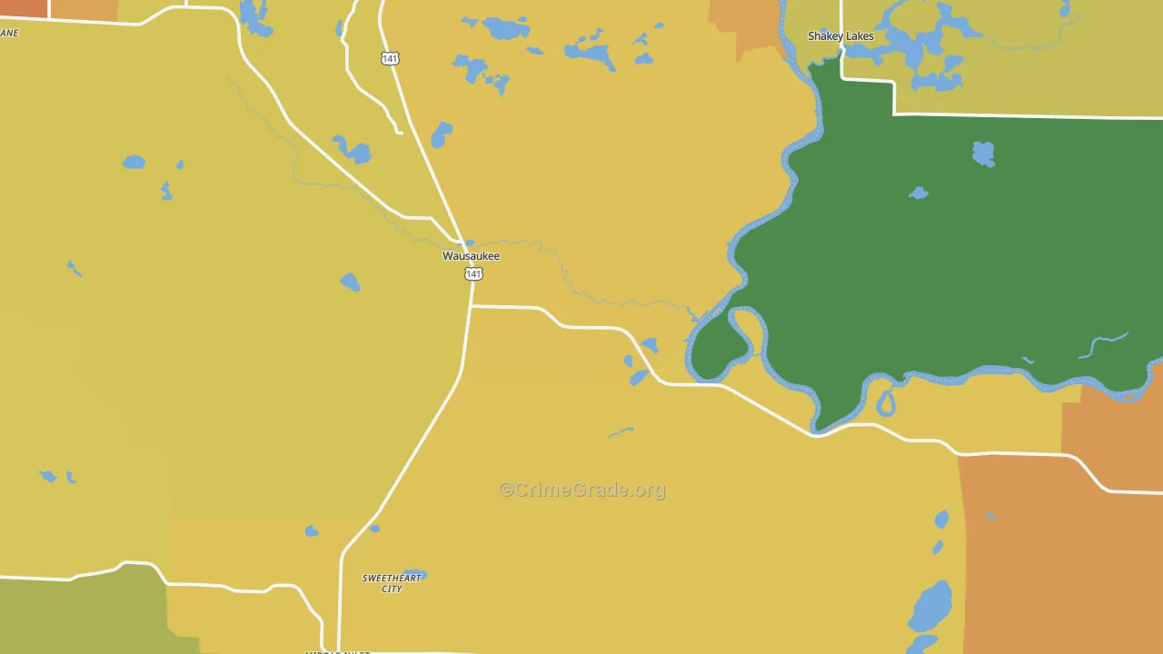 Wausaukee, WI Map of Murder Rates