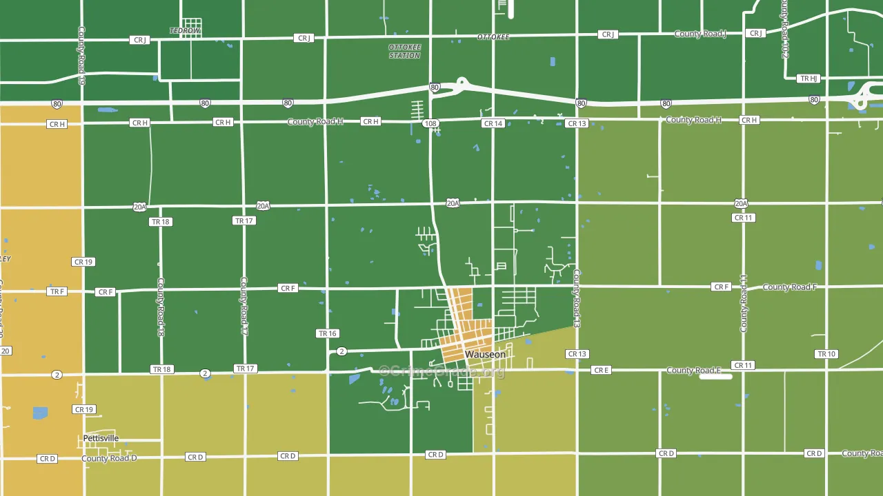 Wauseon, OH Map of Murder Rates