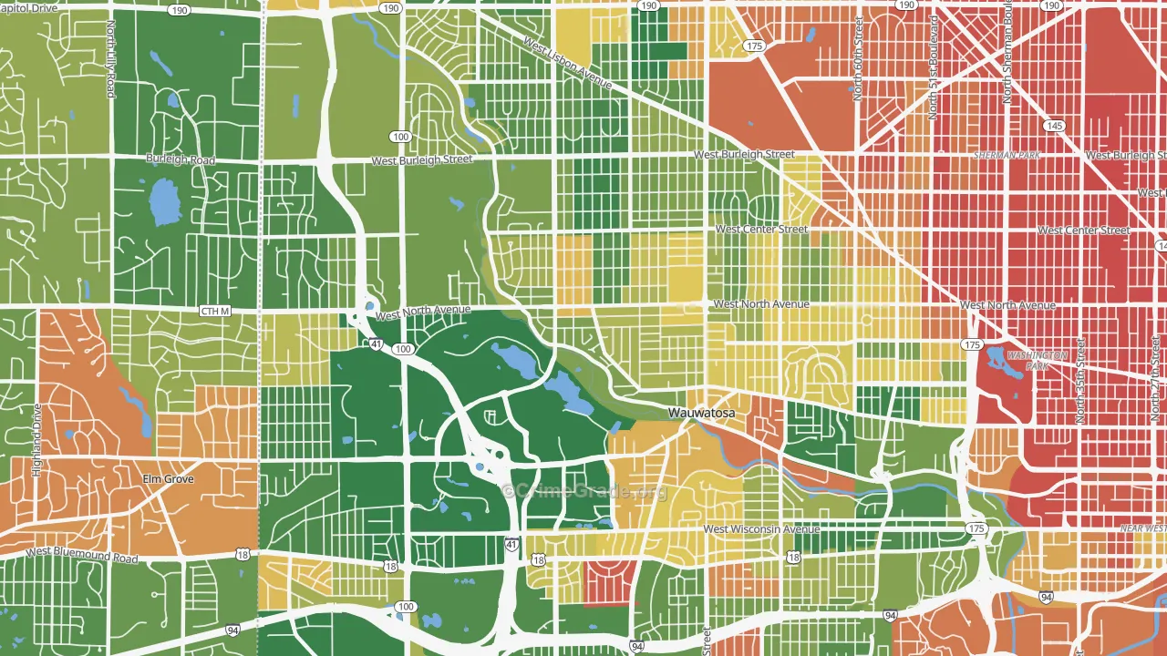 Wauwatosa, WI Map of Murder Rates