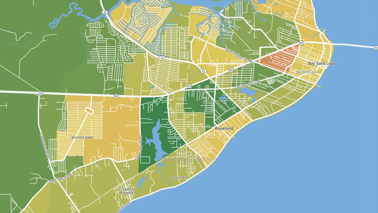 Waveland, MS Map of Murder Rates