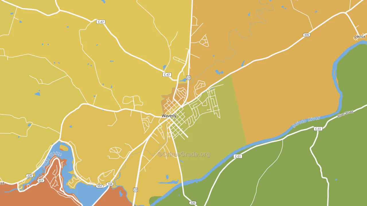 Waverly City, OH Map of Murder Rates