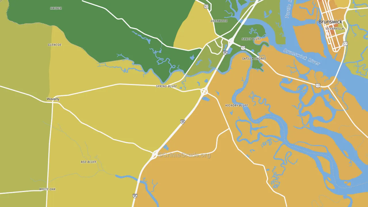 Waverly, GA Map of Murder Rates