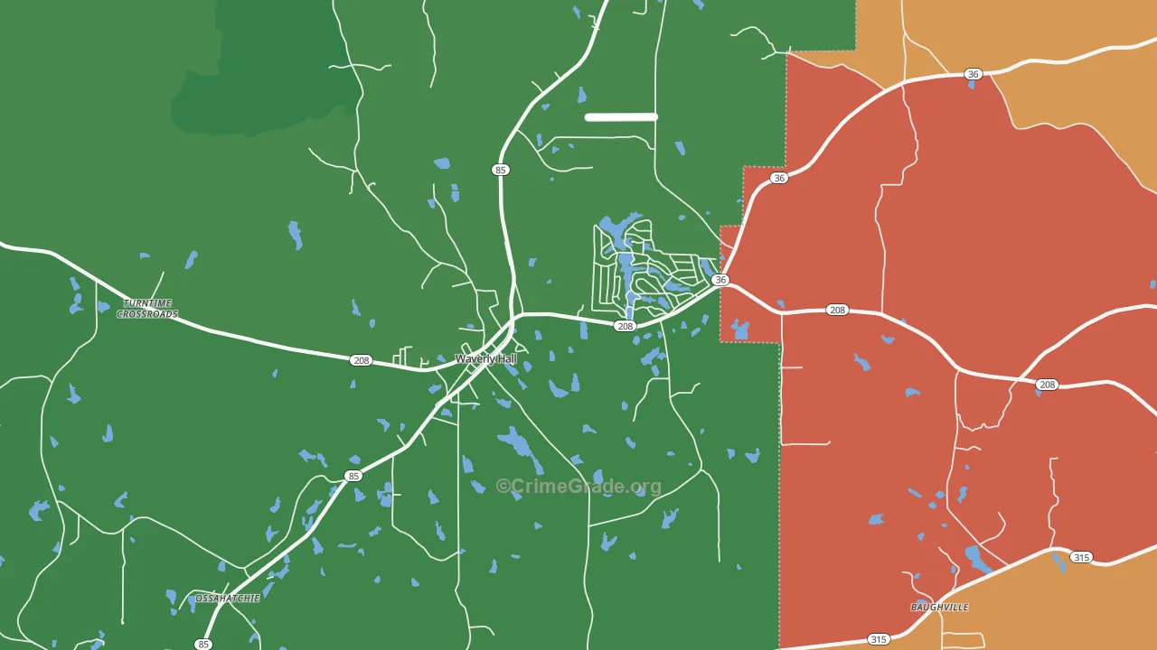 Waverly Hall, GA Map of Murder Rates