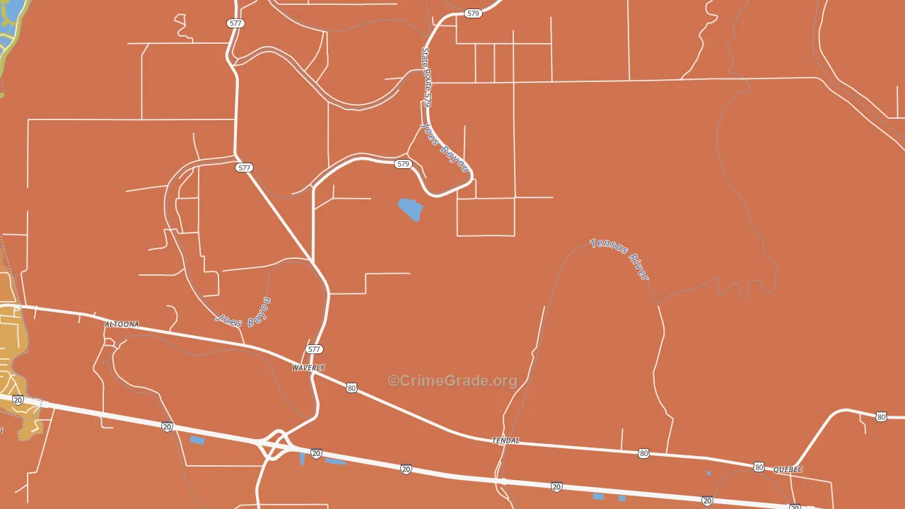 Waverly, LA Map of Murder Rates