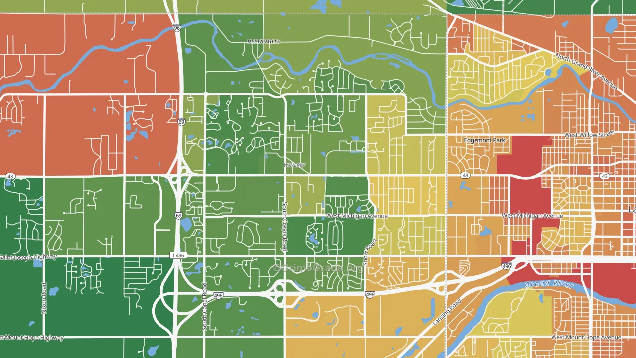 Waverly, MI Map of Murder Rates