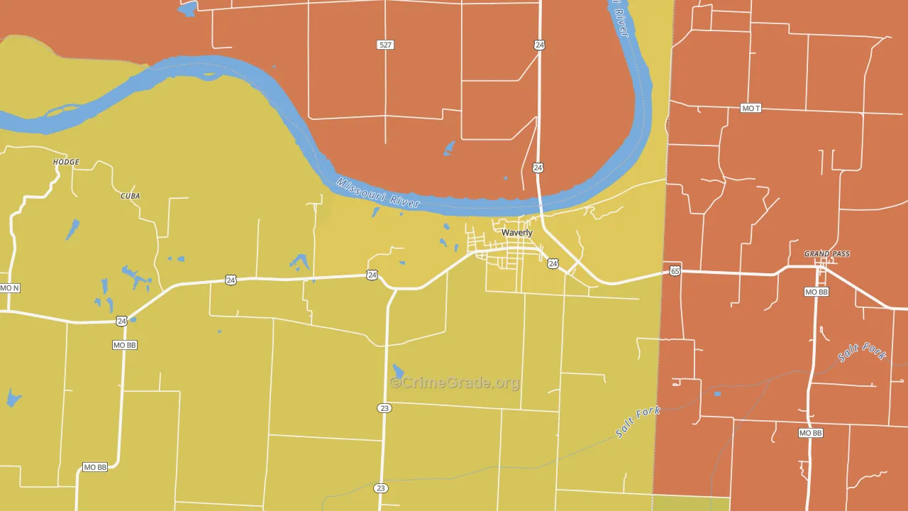 Waverly, MO Map of Murder Rates