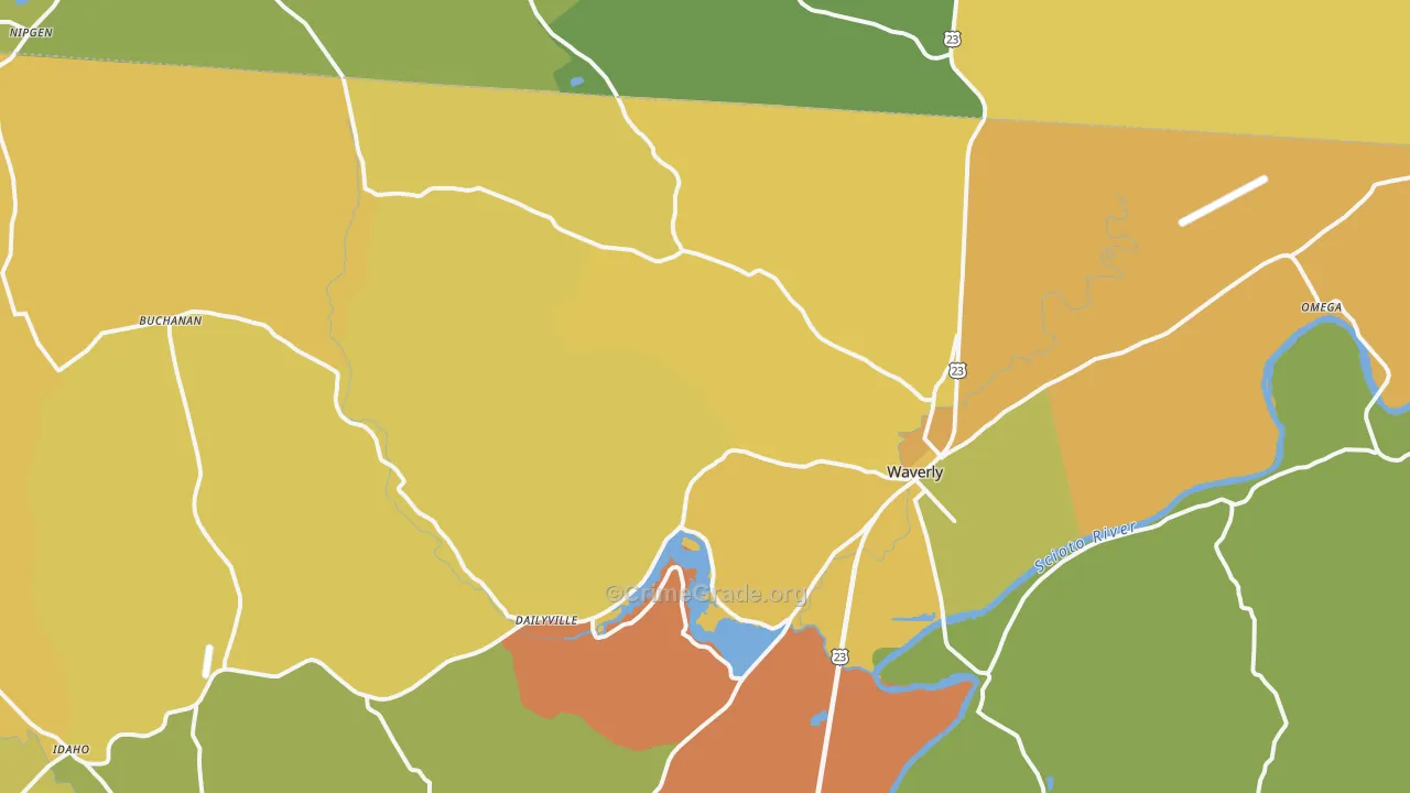 Waverly, OH Map of Murder Rates