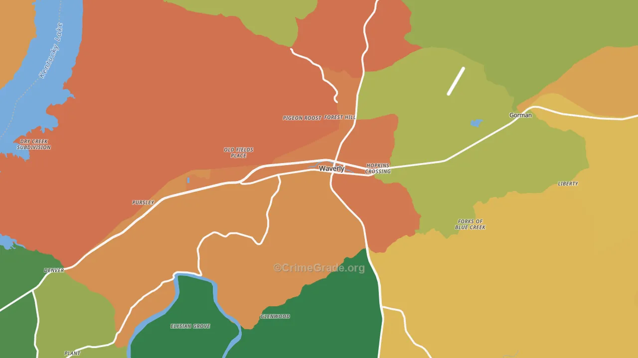 Waverly, TN Map of Murder Rates