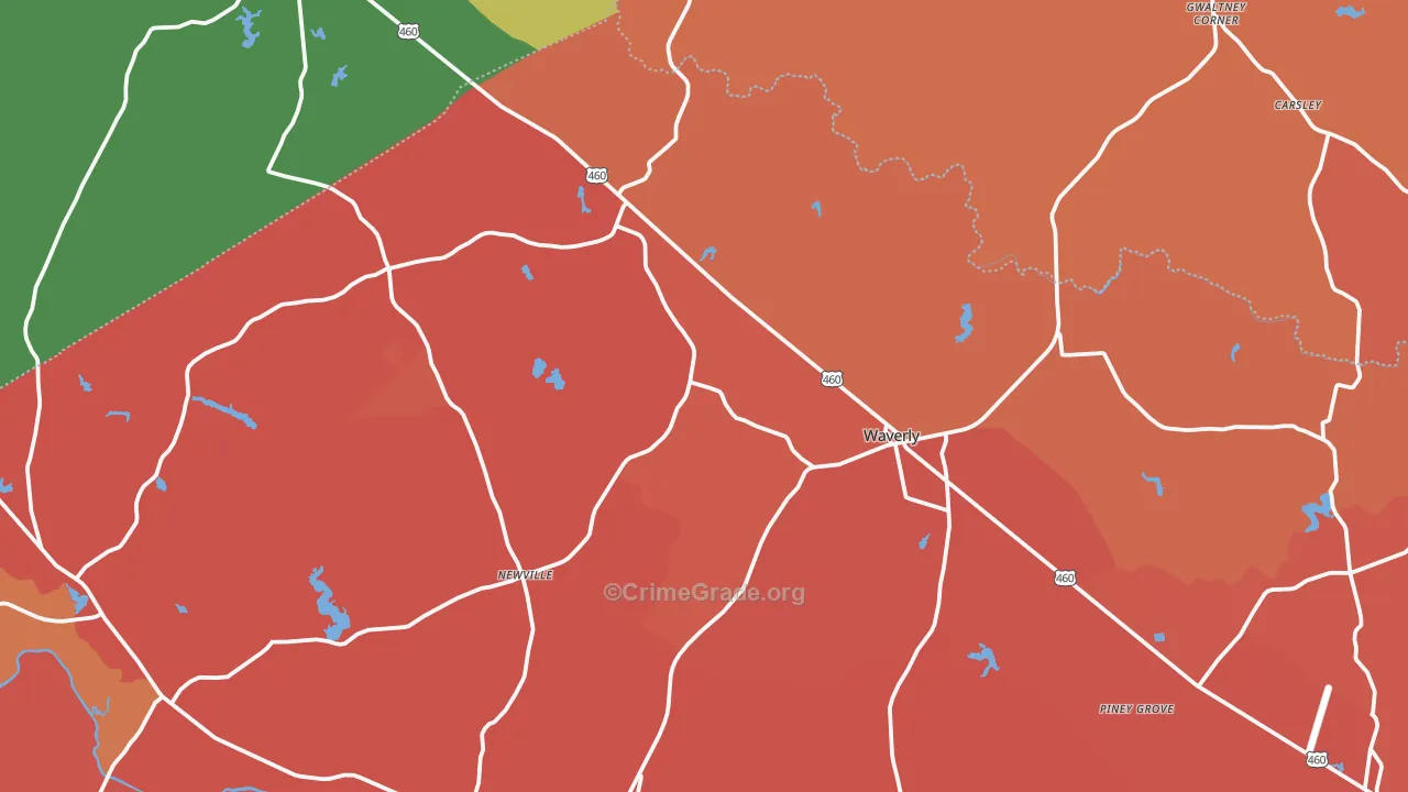 Waverly, VA Map of Murder Rates