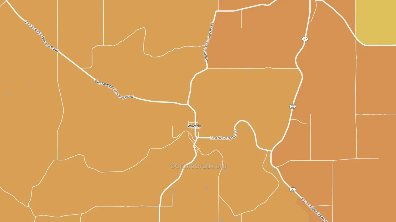 Waverly, WA Map of Murder Rates