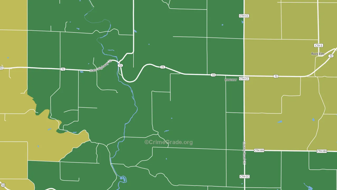 Waverly, WI Map of Murder Rates