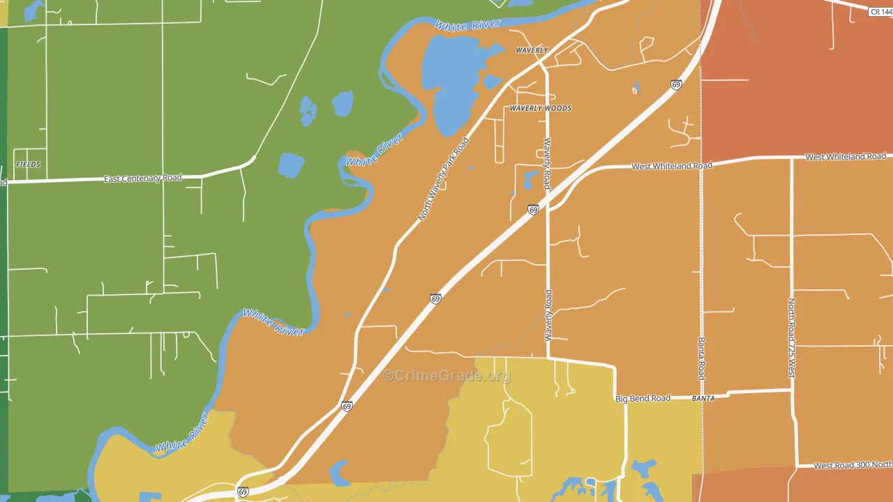 Waverly Woods, IN Map of Murder Rates