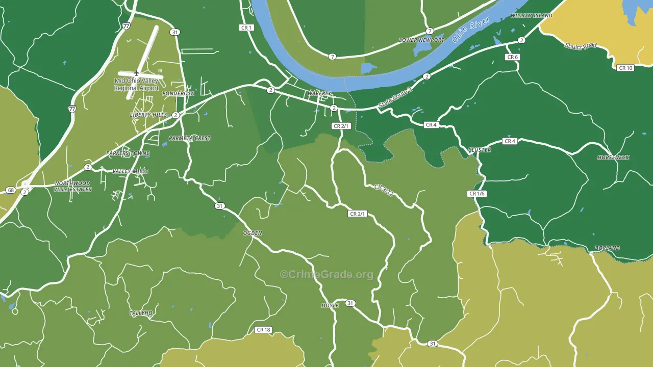 Waverly, WV Map of Murder Rates