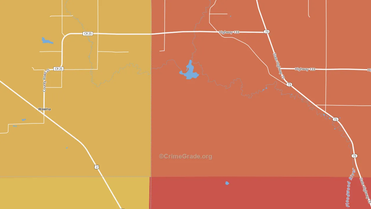 Wawina, MN Map of Murder Rates