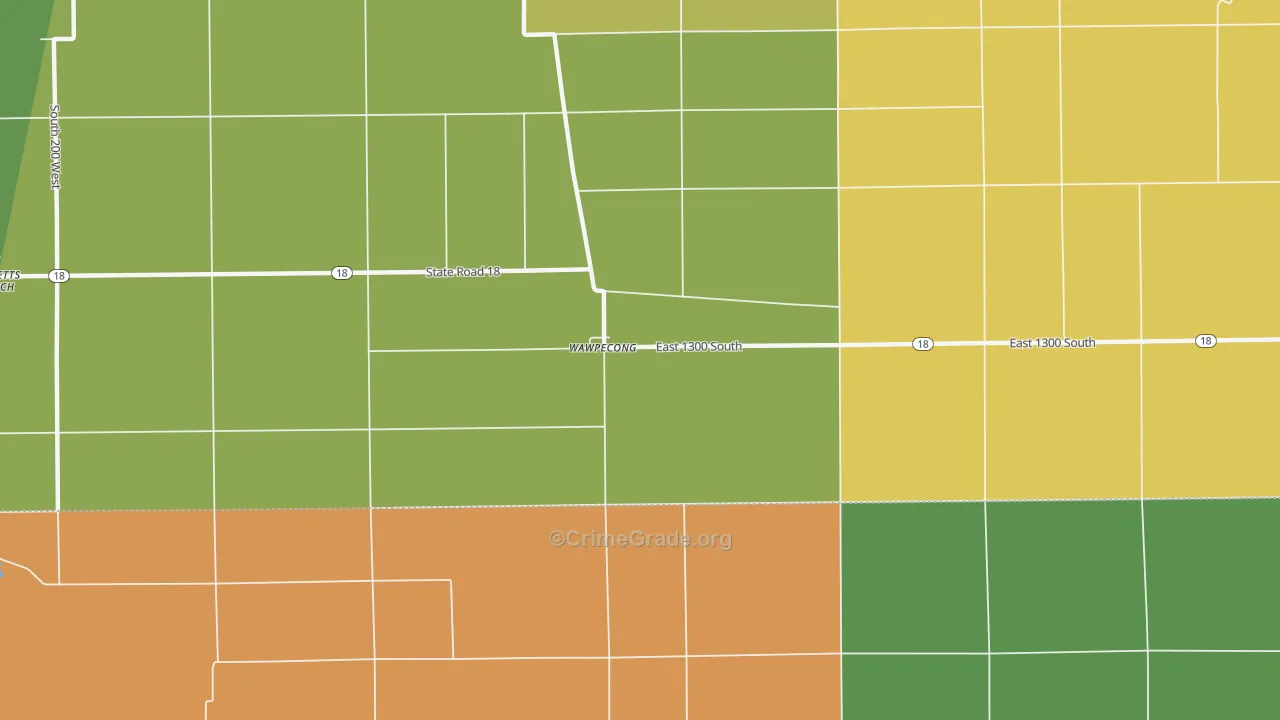 Wawpecong, IN Map of Murder Rates