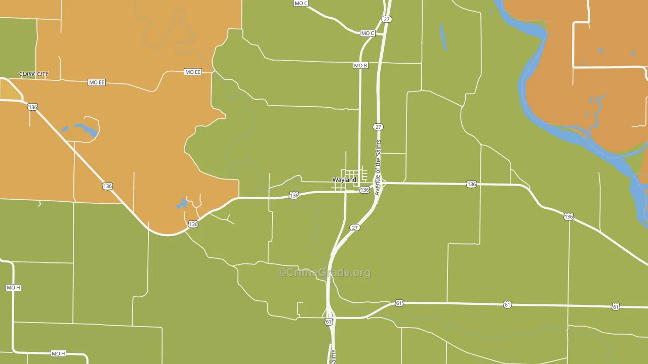Wayland, MO Map of Murder Rates