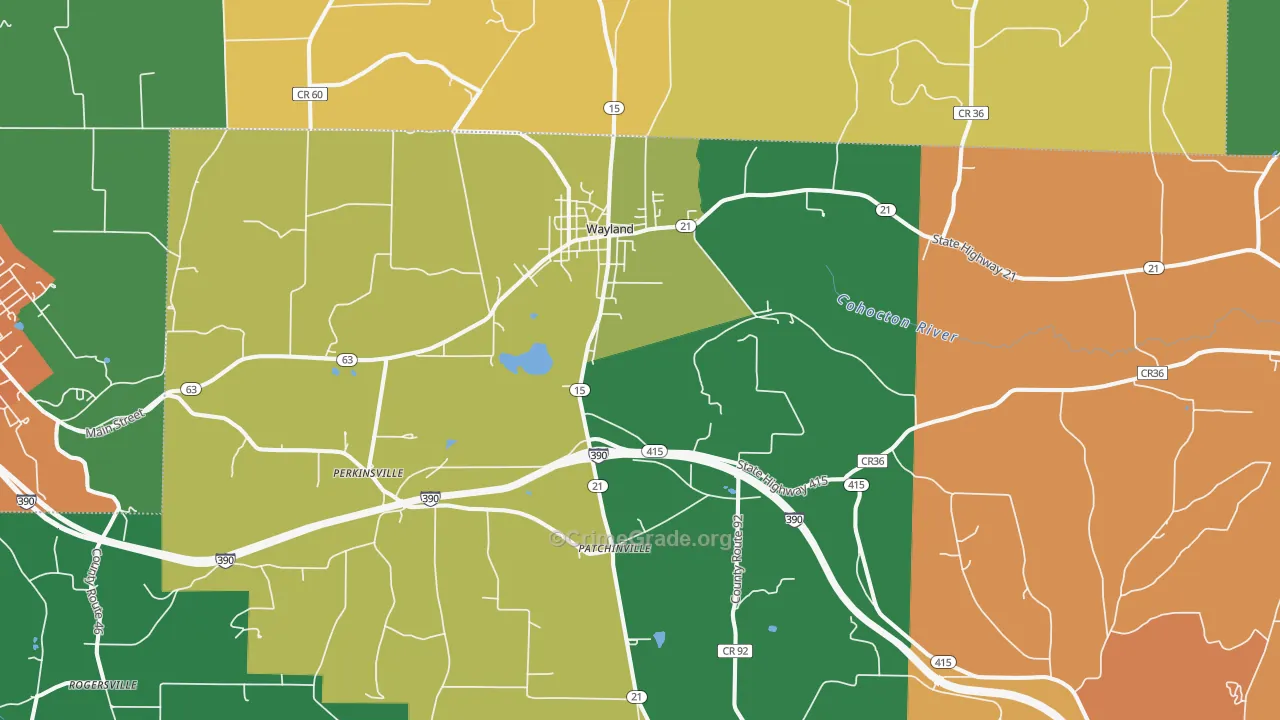 Wayland, NY Map of Murder Rates