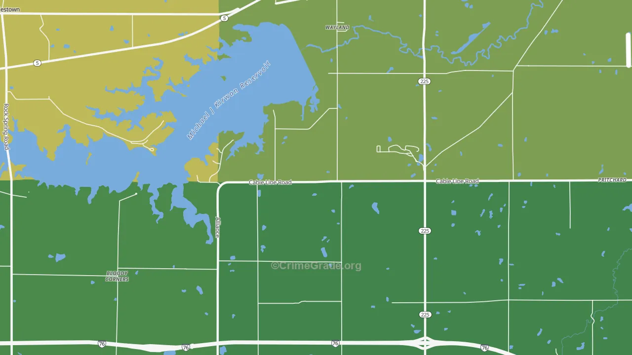 Wayland, OH Map of Murder Rates