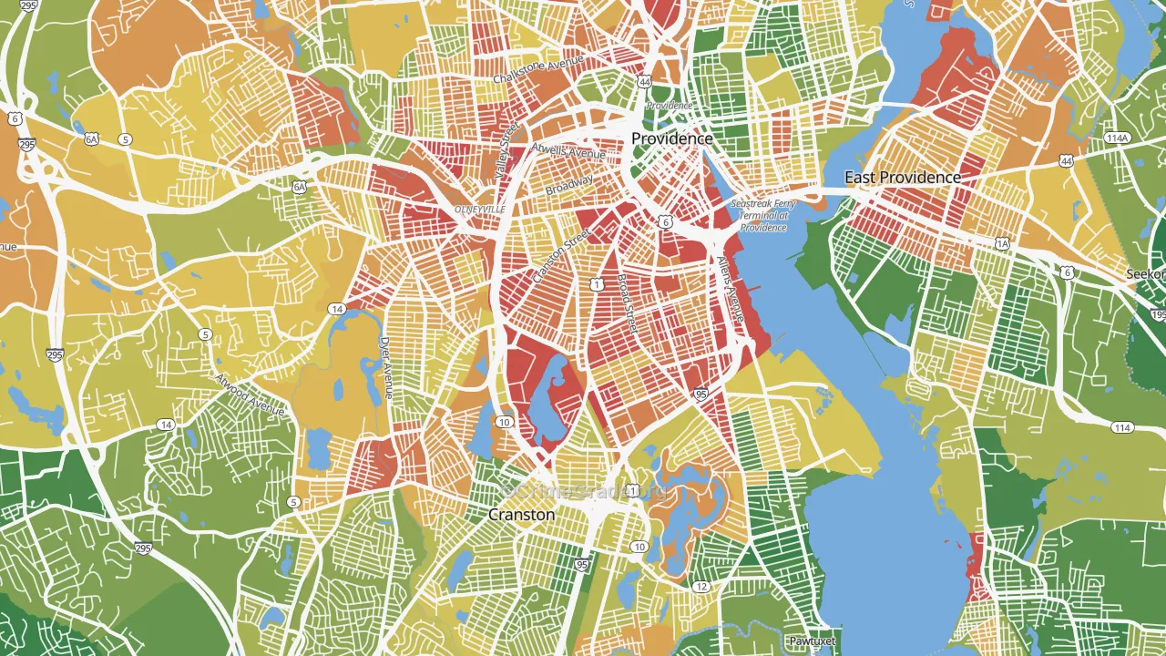 Wayland, Providence, RI Map of Murder Rates