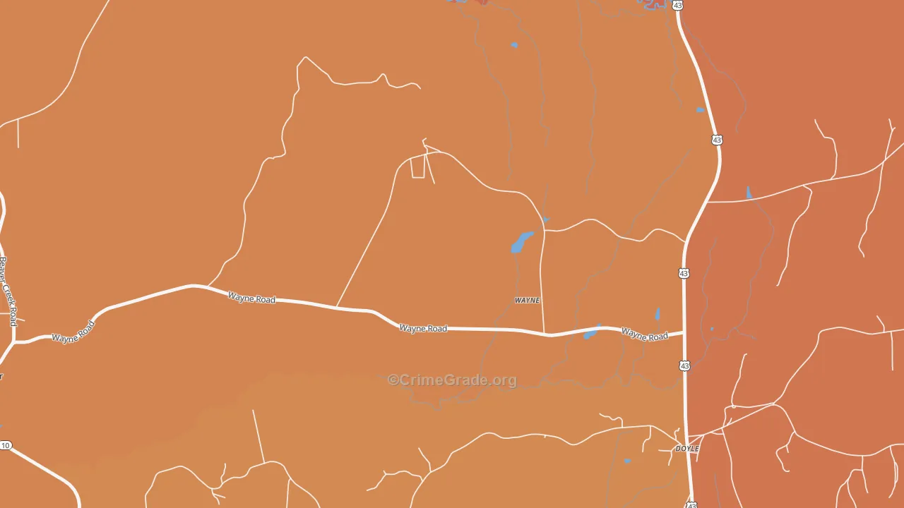 Wayne, AL Map of Murder Rates
