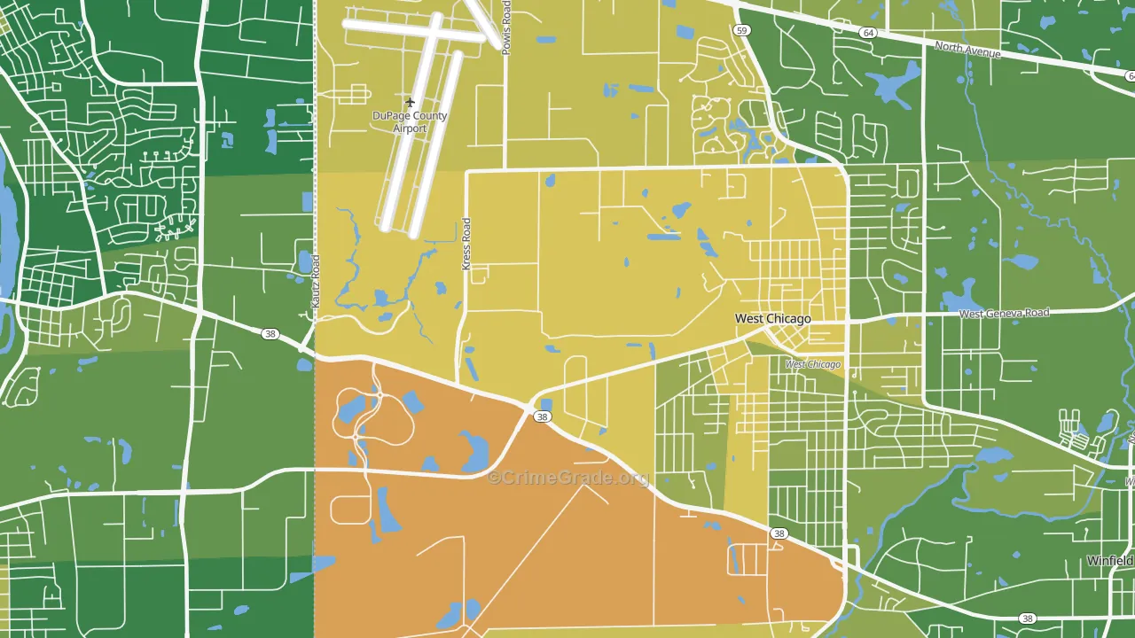 Wayne Center, IL Map of Murder Rates