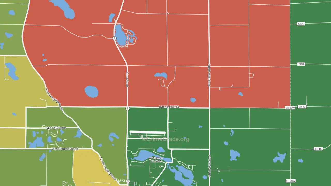 Wayne Center, IN Map of Murder Rates