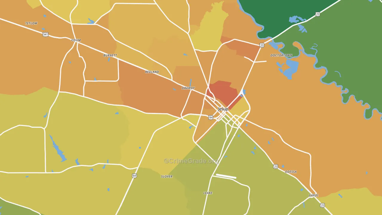 Wayne County, GA Map of Murder Rates