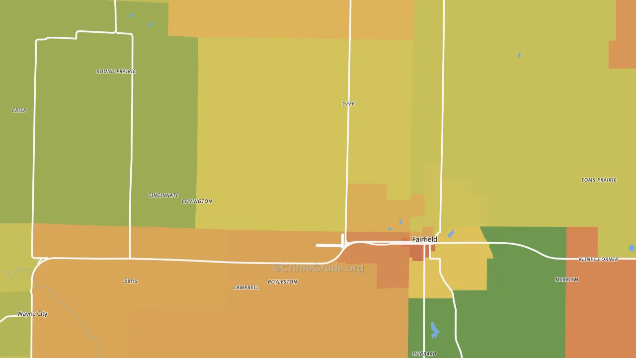 Wayne County, IL Map of Murder Rates