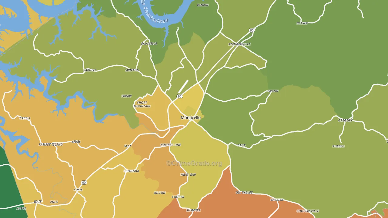Wayne County, KY Map of Murder Rates