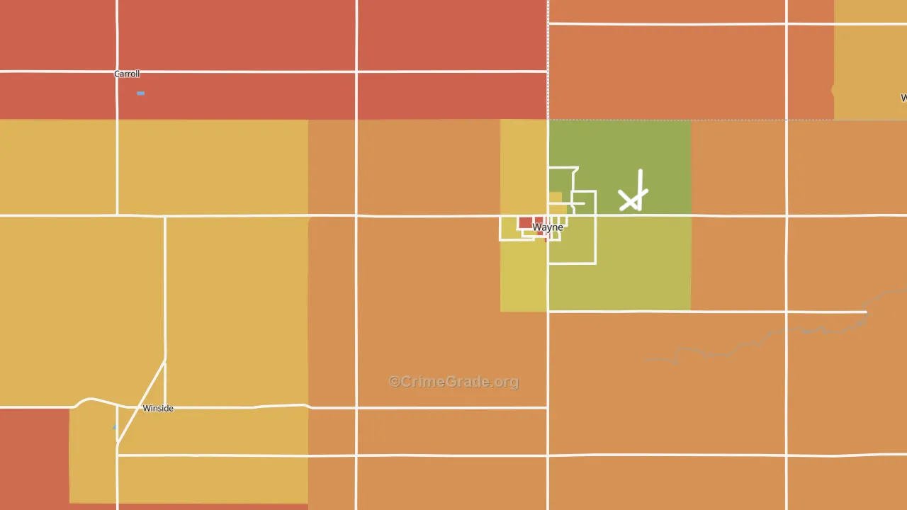 Wayne County, NE Map of Murder Rates