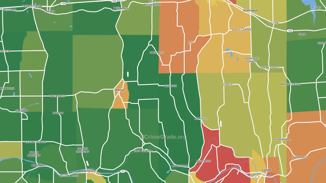 Wayne County, NY Map of Murder Rates