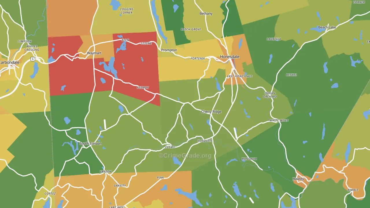 Wayne County, PA Map of Murder Rates