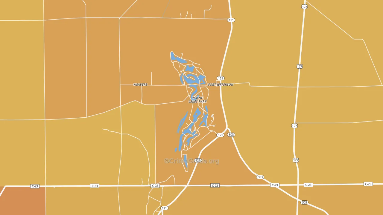 Wayne Lakes, OH Map of Murder Rates