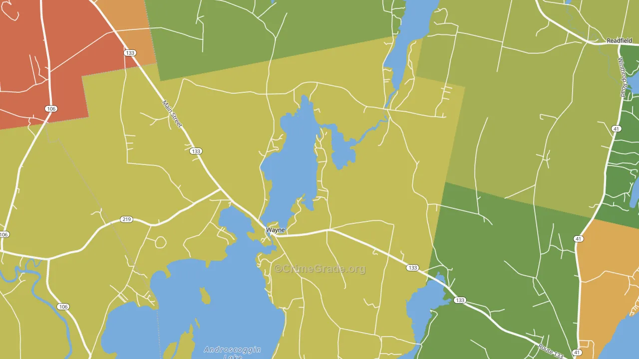 Wayne, ME Map of Murder Rates
