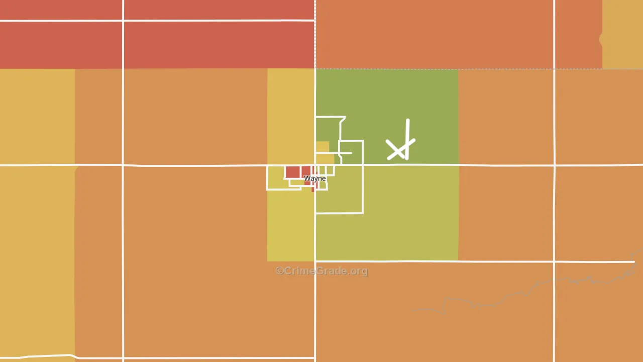 Wayne, NE Map of Murder Rates